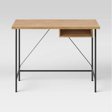 Load image into Gallery viewer, Wood and Metal Writing Desk with Storage

