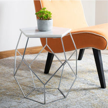 Load image into Gallery viewer, Modern Pentagon Marble Top Side Table Silver
