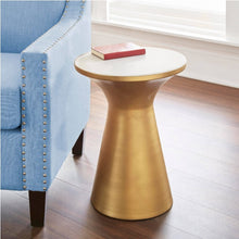 Load image into Gallery viewer, Jaipur Brass, Gold and Marble Round End Table
