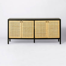 Load image into Gallery viewer, Springville Caned Door TV Stand for TVs up to 60&quot; Black
