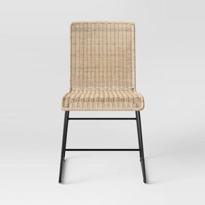 Chapin Modern Woven Dining Chair with Metal Legs Natural