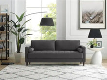 Load image into Gallery viewer, Lillith 31.1 in. Heather Grey Polyester 4-Seater Tuxedo Sofa with Square Arms
