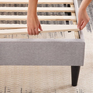 Tara Upholstered Platform Bed Frame with Square Tufted Headboard, Full