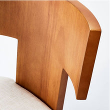 Load image into Gallery viewer, Salduro Sculptural Wood Counter Height Barstool with Upholstered Seat Linen
