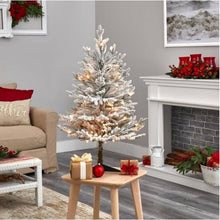Load image into Gallery viewer, 3 ft. Flocked Fraser Fir Artificial Christmas Tree with 200 Warm White Lights and 481 Bendable Branches
