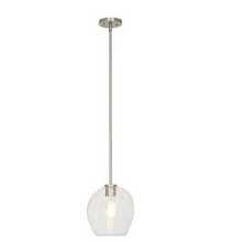 Load image into Gallery viewer, 1-Light Brushed Nickel Mini Pendant with Glass Shade, 5680RR
