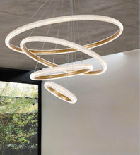 Load image into Gallery viewer, 120-Watt 4-Light Integrated LED Unique Tiered Circular Chandelier
