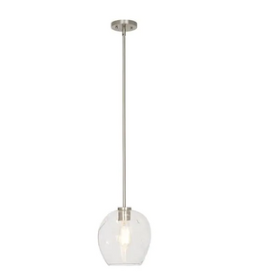 1-Light Brushed Nickel Mini Pendant with Glass Shade, 5680RR