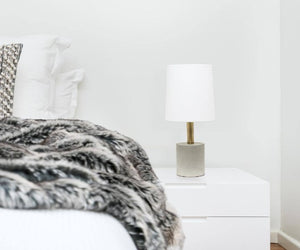 18.5 in. 1-Light Antique Brass Concrete Table Lamp