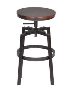 Amat 24-28.9 in. Walnut Color Industrial Style Bar Stool (Set of 2) 3017AH