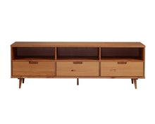 Load image into Gallery viewer, Cara 3 Drawer Mid-Century Modern 3 Drawer TV Stand for TVs up to 80&quot;
