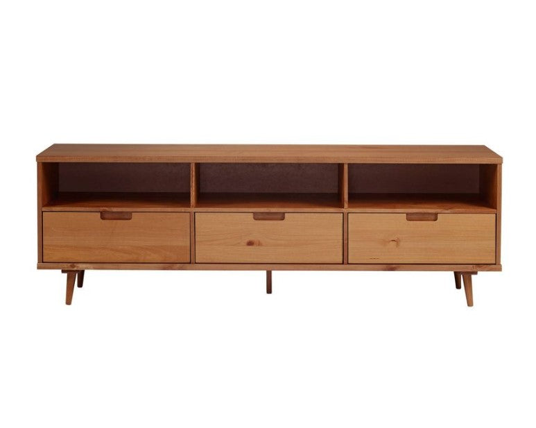 Cara 3 Drawer Mid-Century Modern 3 Drawer TV Stand for TVs up to 80