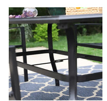 Load image into Gallery viewer, Black Rectangle Metal Patio Outdoor Dining Table with 1.57 in. Umbrella Hole and Wood-Look Tabletop
