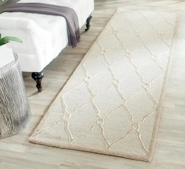 Light Gray/Ivory 3 ft. x 12 ft. Geometric Runner Rug