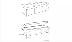 48" Franklin Storage Ottoman Bench - WyndenHall 4135RR