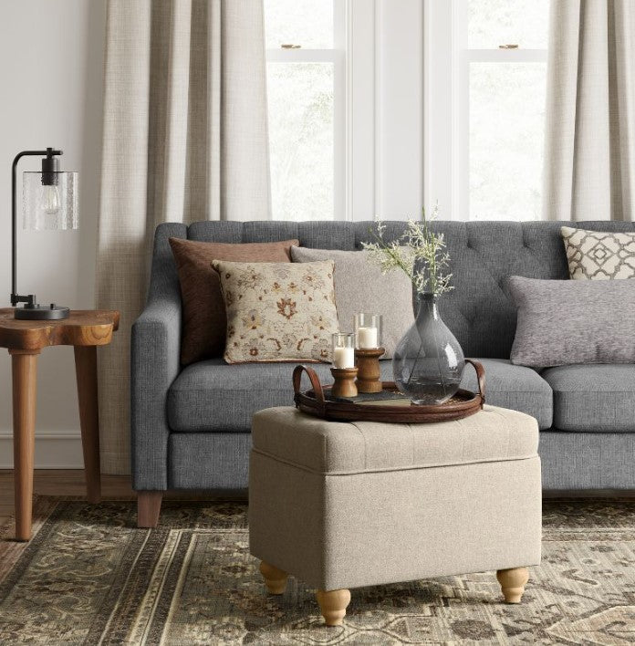 Frankford Tufted Storage Ottoman Cream