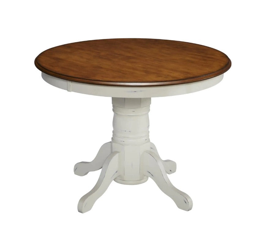 French Countryside Oak and Rubbed White Dining Table