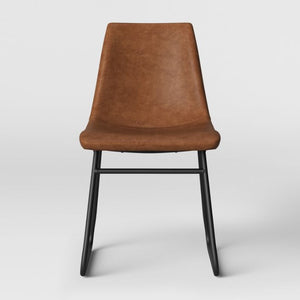 32.7 Inches (H) x 18 Inches (W) x 23.5 Inches (D) Bowden Faux Leather and Metal Dining Chairs, (Set of 2)