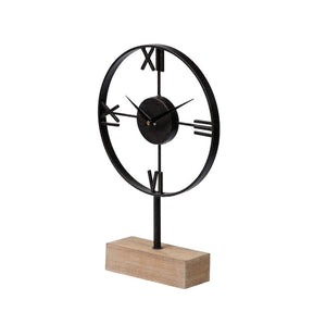 Mercana  Oris Black Metal/Wood Open Frame Table Clock