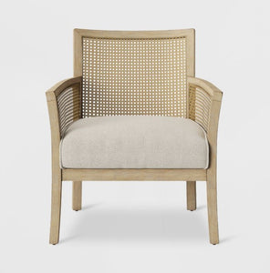 34.25 Inches (H) x 28.75 Inches (W) x 28.75 Inches (D) Laconia Caned Accent Chair Beige