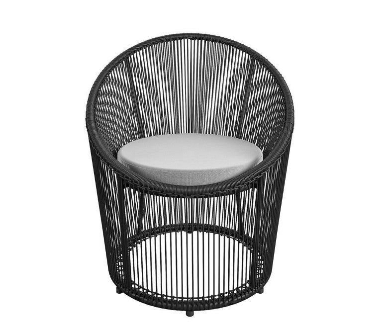30 x 27 x26 Taura Black Resin Rope and Metal Outdoor Lounge Chair with Gray Cushion