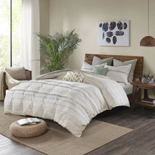 Load image into Gallery viewer, Seddon Boho, Mid-Century 3 Piece Stripe Cotton Duvet Set With Tassels king/cal king
