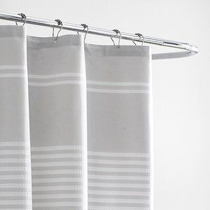 Pastel Gray Seersucker Stripe 100% Cotton Shower Curtain GL608