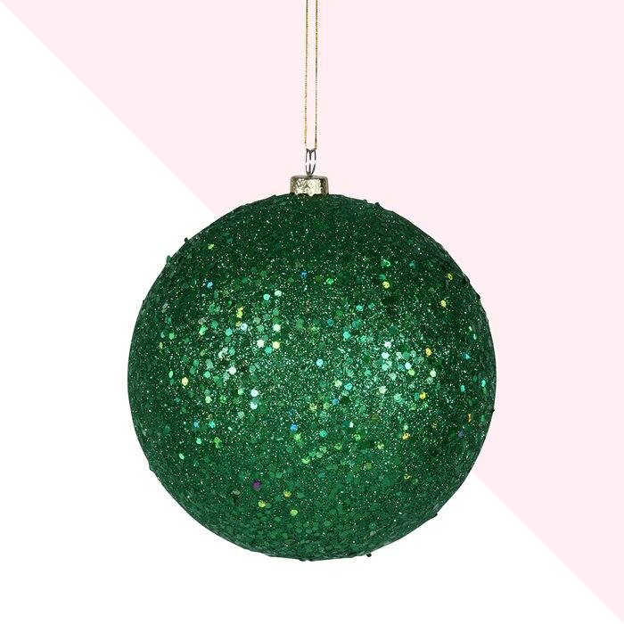 Green Christmas Sequin Ball Ornament - Set of 8 (1526ND)