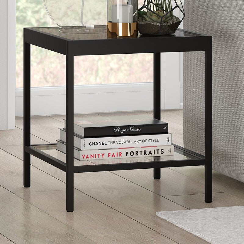 Black Seral Glass Top End Table SB1860