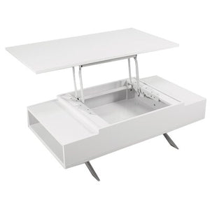 Seraphina Lift Top Extendable Cross Legs Coffee Table with Storage White/Silver 794CDR