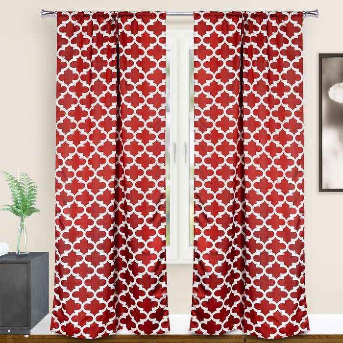 Sessoms Geometric Blackout Thermal Rod Pocket Curtain Panels - Set of 4 (DC230)