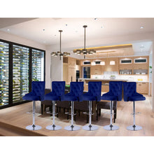 Load image into Gallery viewer, Set Of 2 Modern Velvet Adjustable Counter Height Bar Stools
