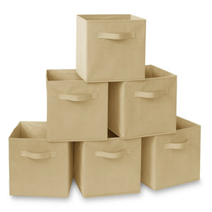 (Set Of 6) Collapsible Fabric Cubes, 11" Storage Bins - Gray (Set of 6)