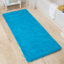 Load image into Gallery viewer, Blue Shag Rectangular Polyester Non-Slip Solid Bath Rug (SB795)
