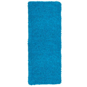 Blue Shag Rectangular Polyester Non-Slip Solid Bath Rug (SB795)