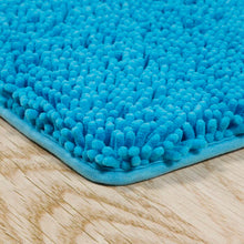 Load image into Gallery viewer, Blue Shag Rectangular Polyester Non-Slip Solid Bath Rug (SB795)
