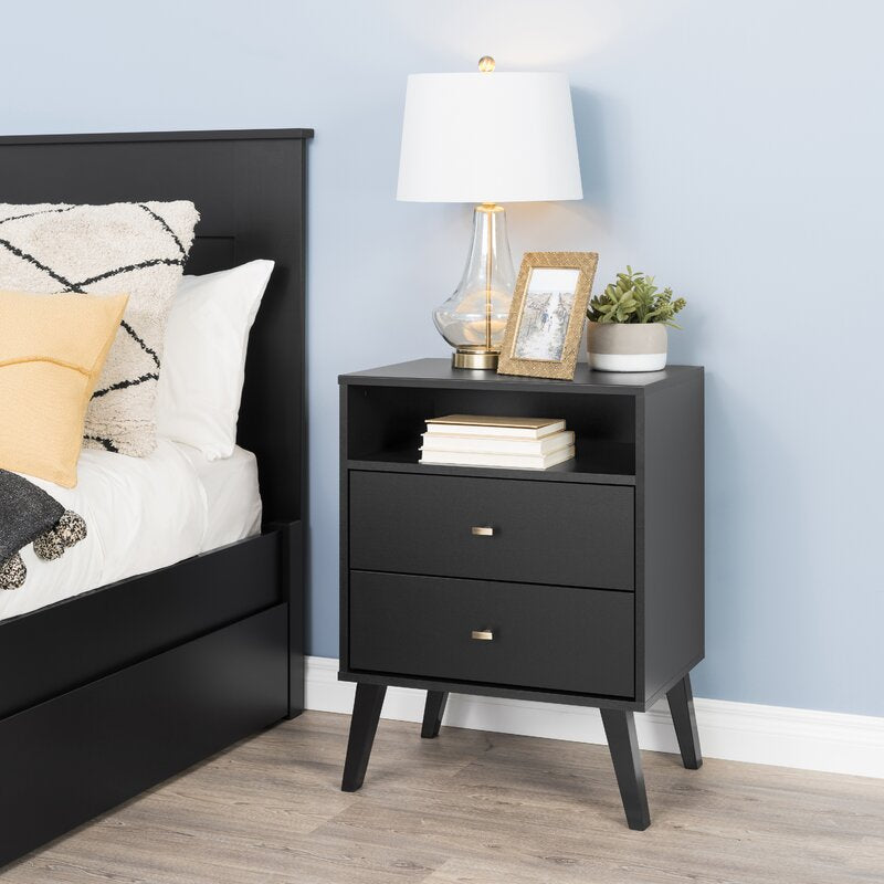 Shamar mid century modern 2 drawer nightstand deals
