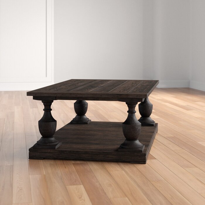 Shameka solid wood floor clearance shelf coffee table with storage