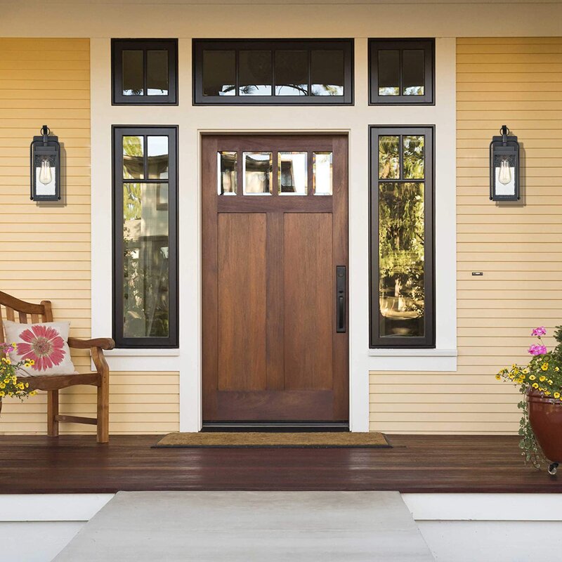 Shanaya Black 1 - Bulb Outdoor Wall Lantern (Set of 2) MRM1164