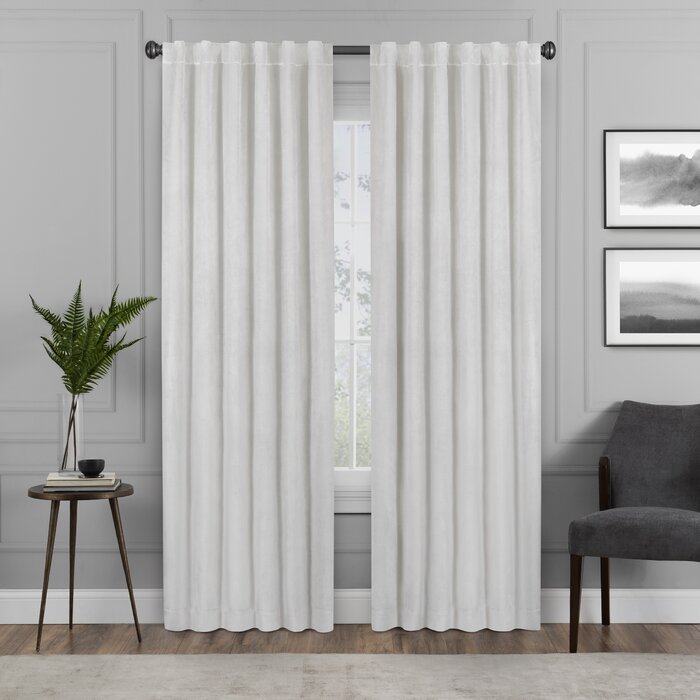 Sharron Max Blackout Rod Pocket Single Curtain Panel in Snow (Set of 2) #ND1143