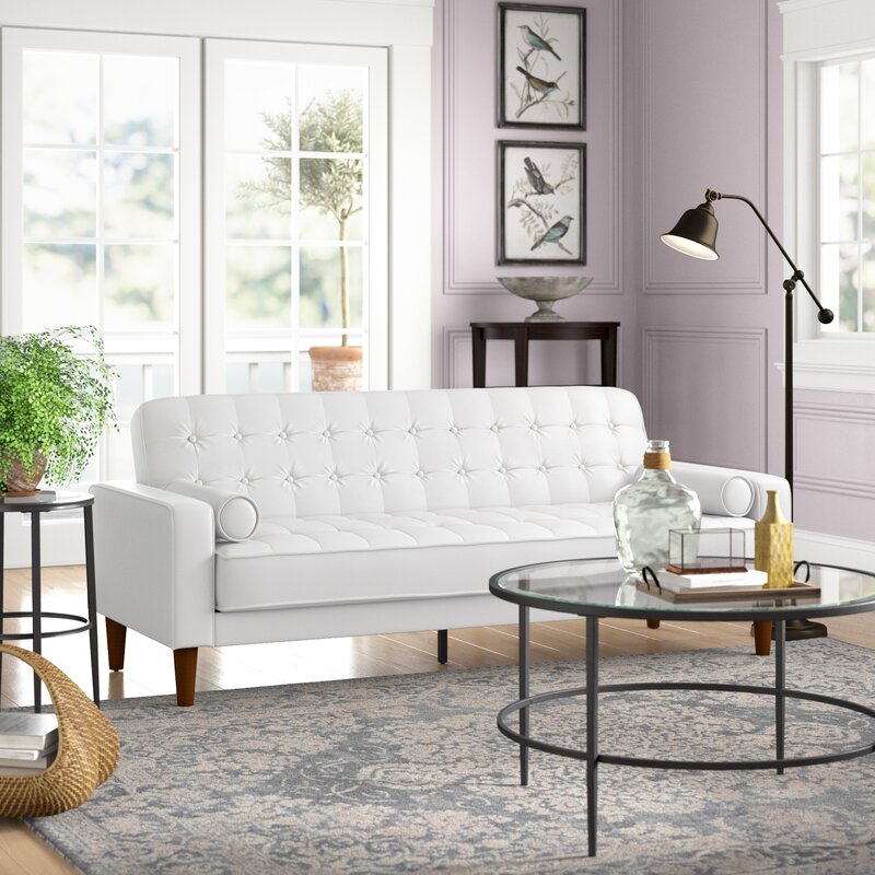 Shayne 81'' Faux Leather Square Arm Sofa