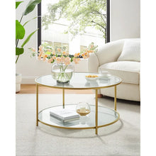 Load image into Gallery viewer, Sheehan Table With Shelf, Tempered Glass, Gold
