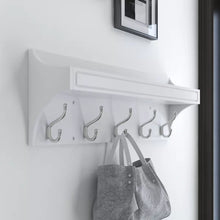 Load image into Gallery viewer, Sheetz 27.9&#39;&#39; Wide 5 - Hook Wall Mounted Coat Rack in White/Satin Nickel
