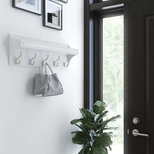 Load image into Gallery viewer, Sheetz 27.9&#39;&#39; Wide 5 - Hook Wall Mounted Coat Rack in White/Satin Nickel
