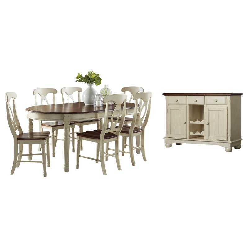 Shelburne Extendable Rubberwood Solid Wood Dining Set 5490RR