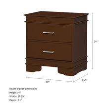 Load image into Gallery viewer, Sherbrooke 24&#39;&#39; Tall 2 - Drawer Nightstand in Dark Brown
