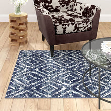 Load image into Gallery viewer, Sherburne Geometric Round 8&quot; Navy/Ivory Area Rug 2787AH
