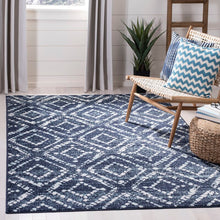 Load image into Gallery viewer, Sherburne Geometric Round 8&quot; Navy/Ivory Area Rug 2787AH
