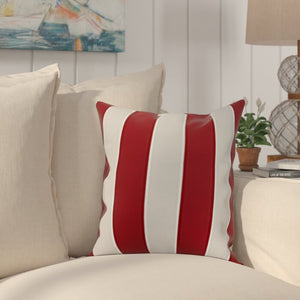 20" x 20" Red Shetland Stripe Print Outdoor Pillow Cover & Insert - Set of 2 (SB1200)