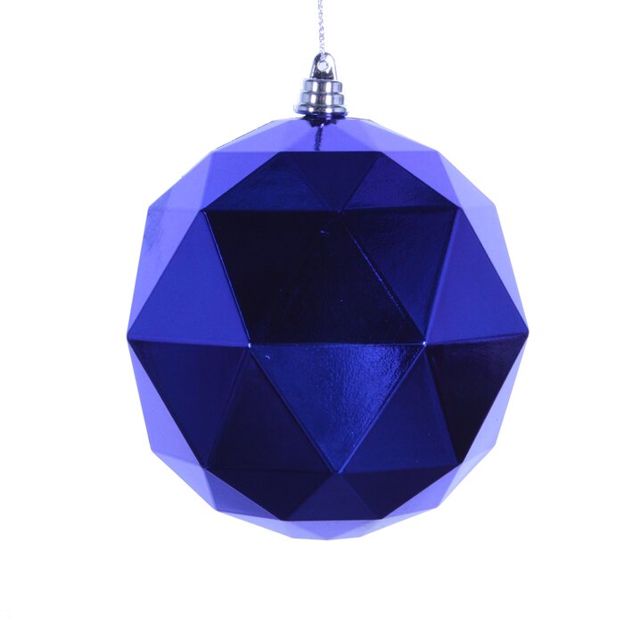 Cobalt Blue Shiny Geometric Ball Ornament - Set of 4 (1558ND)